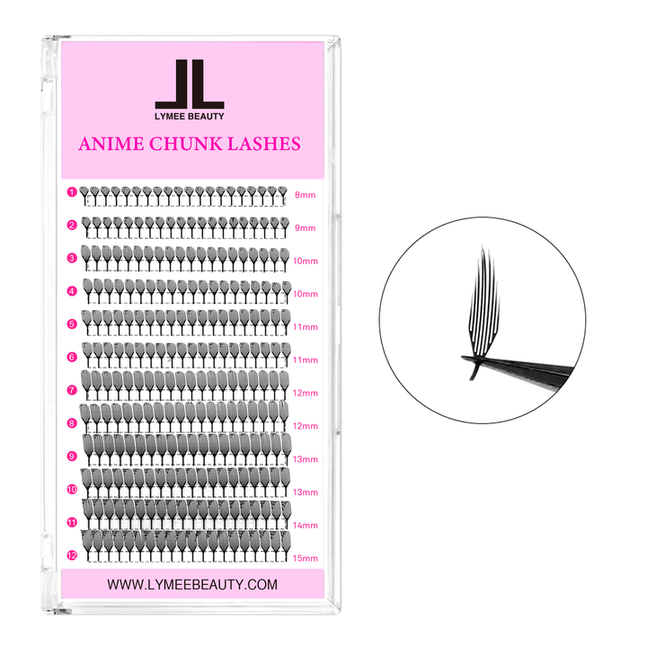 0.07MM Premade Anime Chunk Eyelash Extensions 12Rows-lymeebeauty