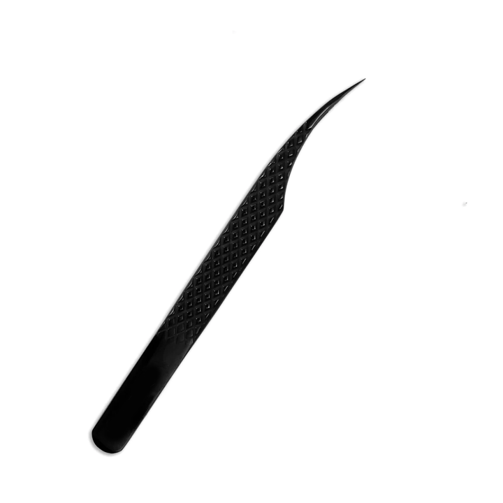 TB-02 Black Fiber Tweezers For Eyelash Extension