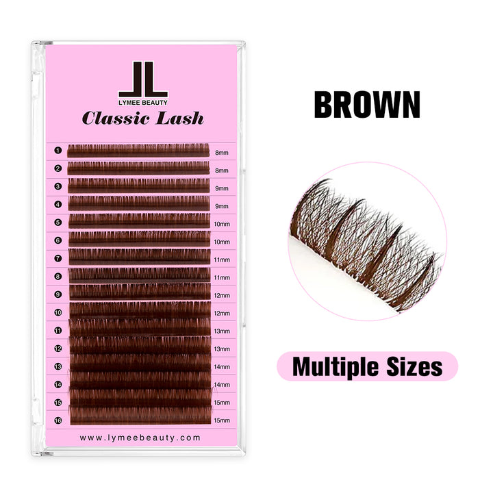 Dark Brown Premium Colored Volume Eyelash Extensions 16 Rows - Lymeebeauty