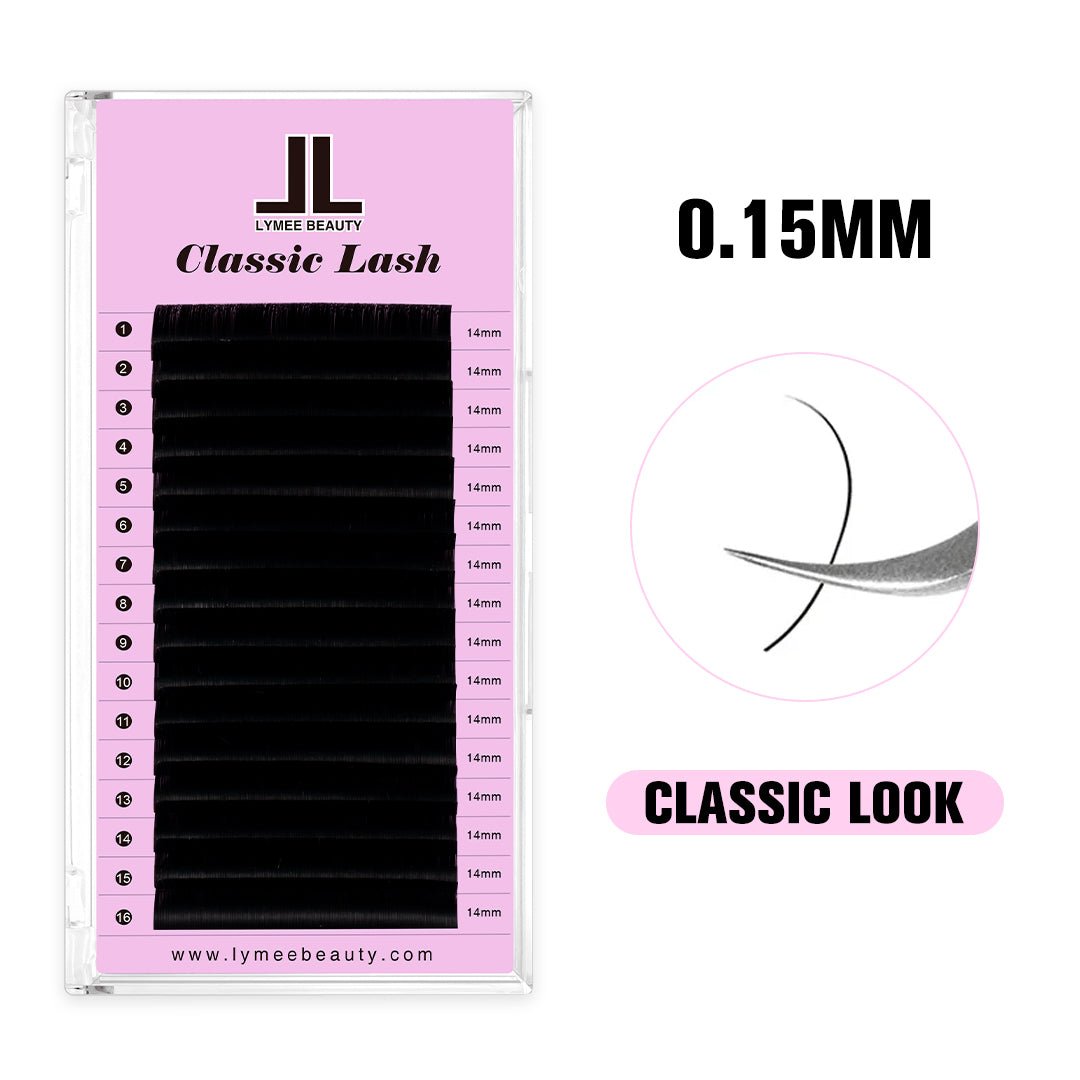 0.15MM Classic Lashes Eyelash Extensions 16 Rows - Lymeebeauty