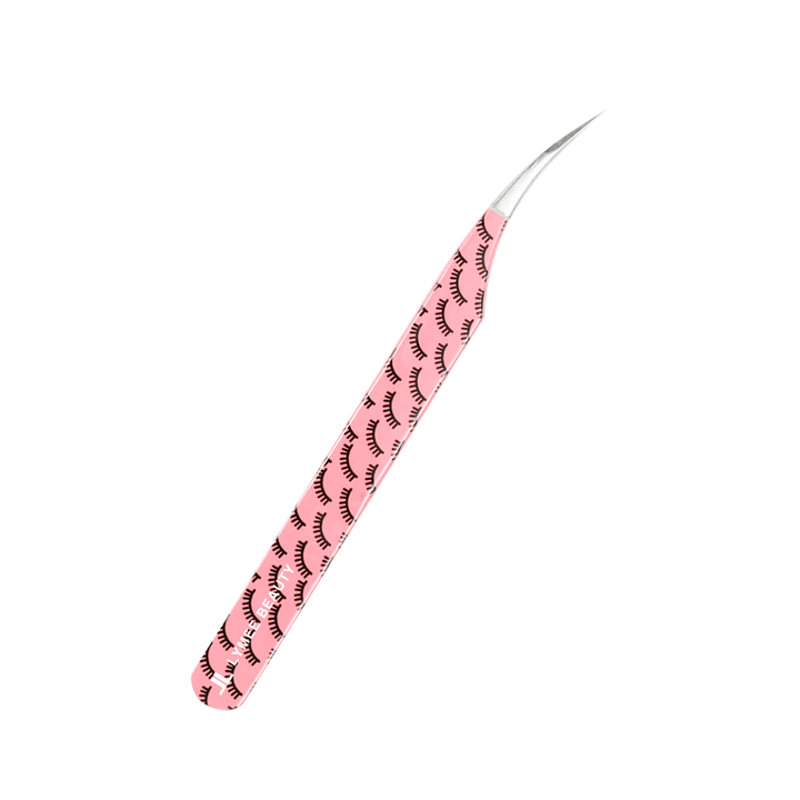 LP-17 Pink Marbling Tweezers For Eyelash Extension-LymeeBeauty