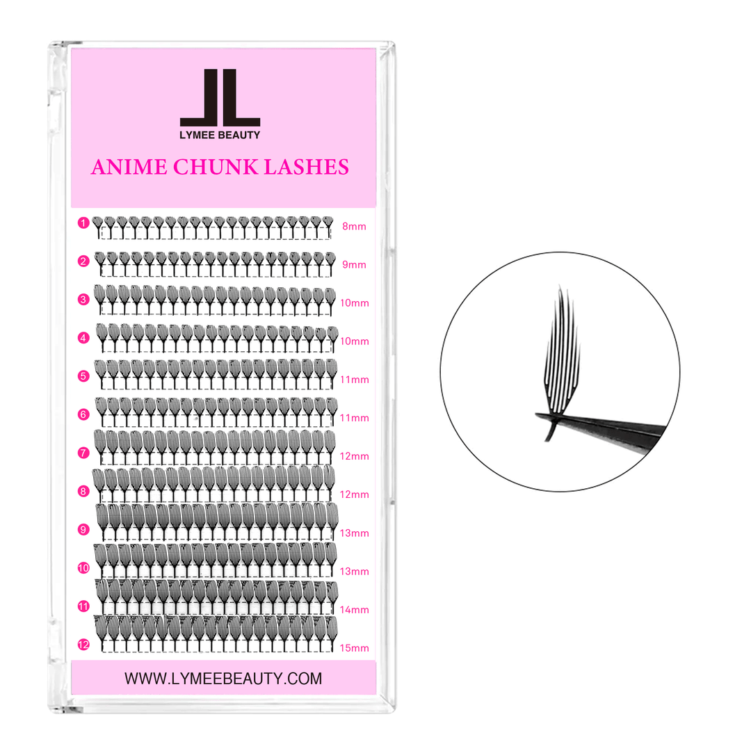 0.07MM Premade Anime Chunk Eyelash Extensions 12Rows-lymeebeauty