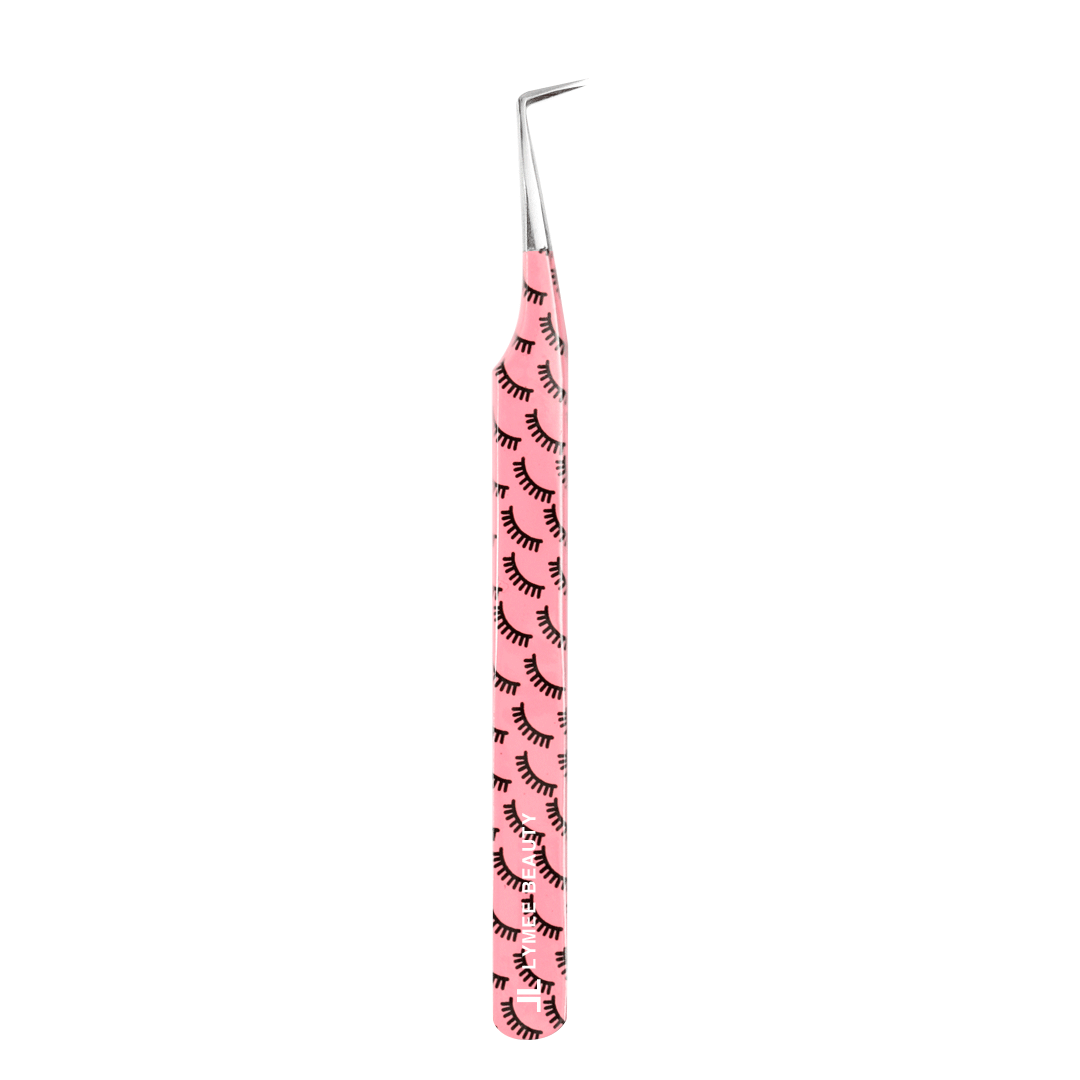 LP-21 Pink Marbling Tweezers For Eyelash Extension-LymeeBeauty