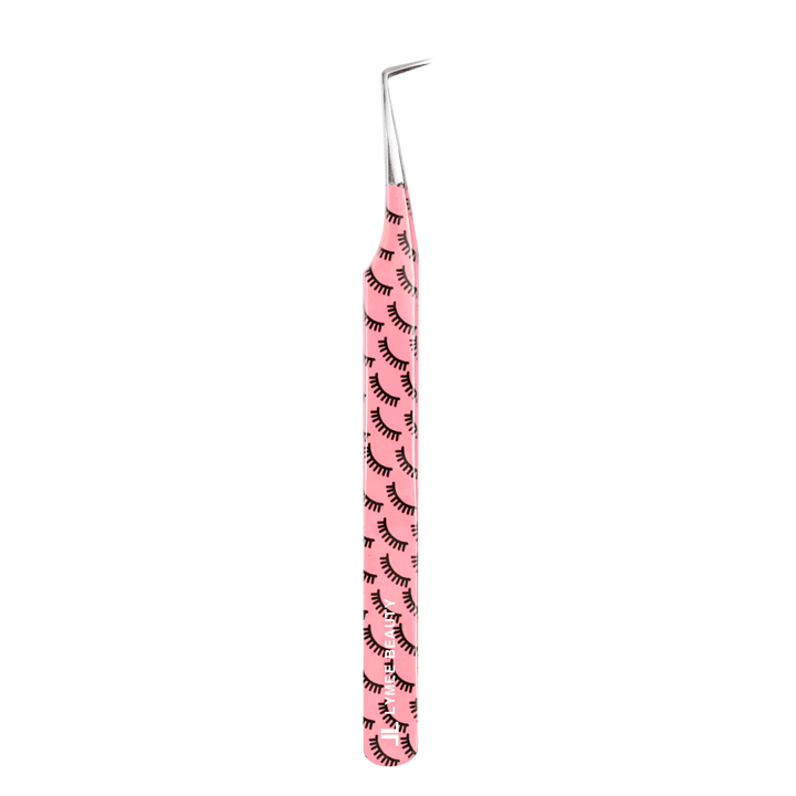 LP-21 Pink Marbling Tweezers For Eyelash Extension-LymeeBeauty