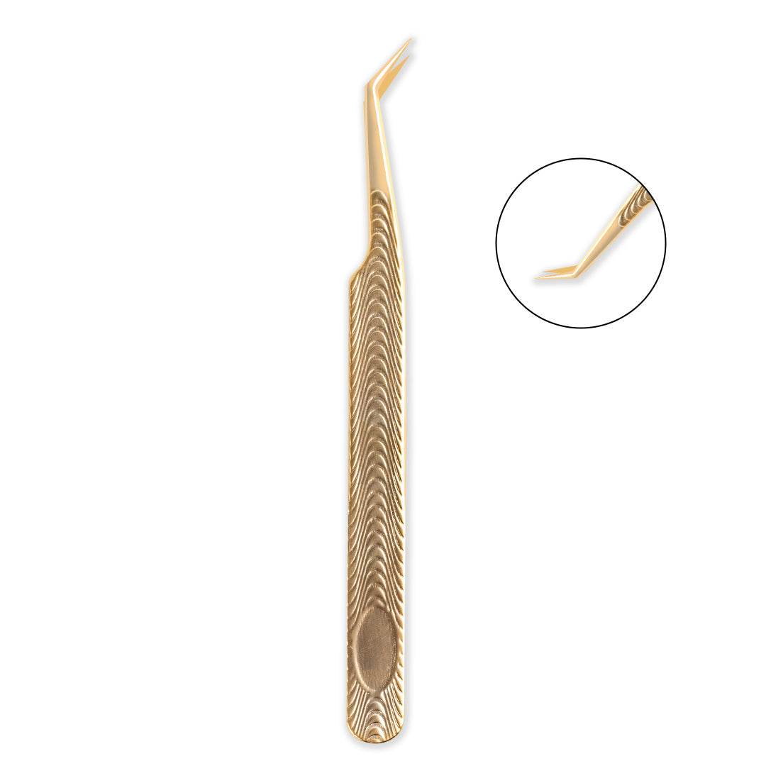 TF-02 Fish Scale Champagne Gold Tweezers for Eyelash Extension - Lymeebeauty