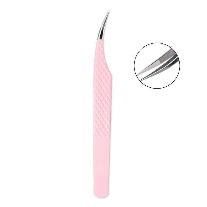 TL-05 Light Pink Fiber Tweezers For Eyelash Extension