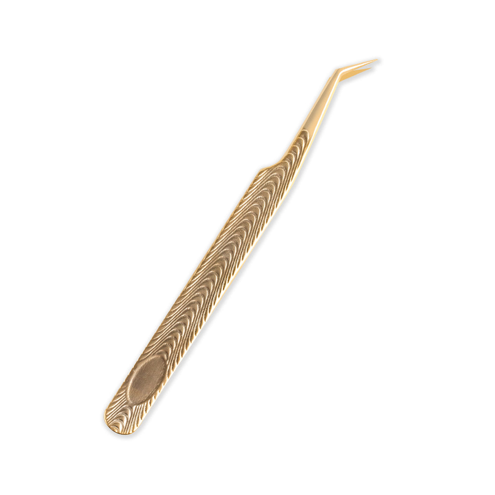 TF-02 Fish Scale Champagne Gold Tweezers for Eyelash Extension - Lymeebeauty