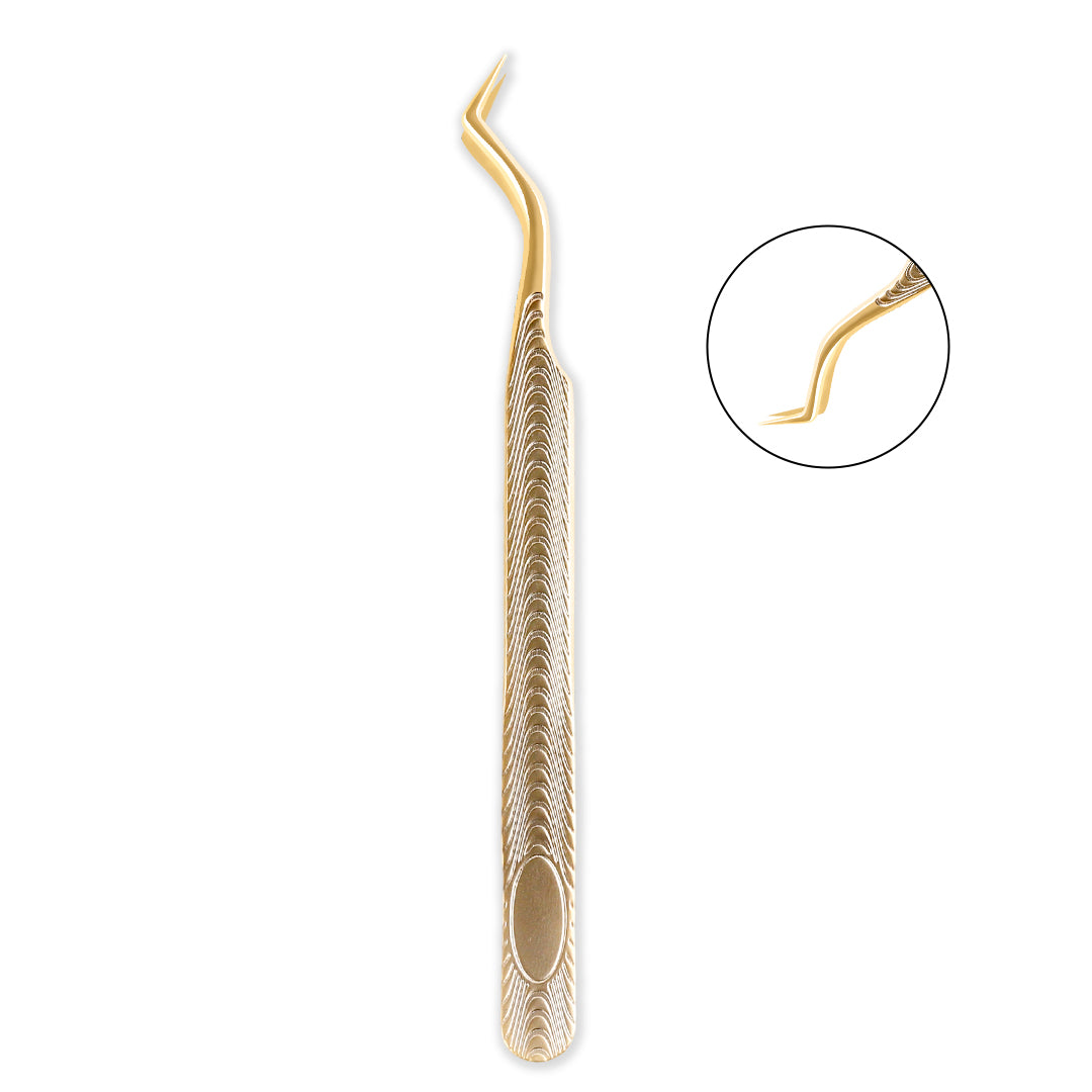 TF-03 Fish Scale Champagne Gold Tweezers for Eyelash Extension - Lymeebeauty