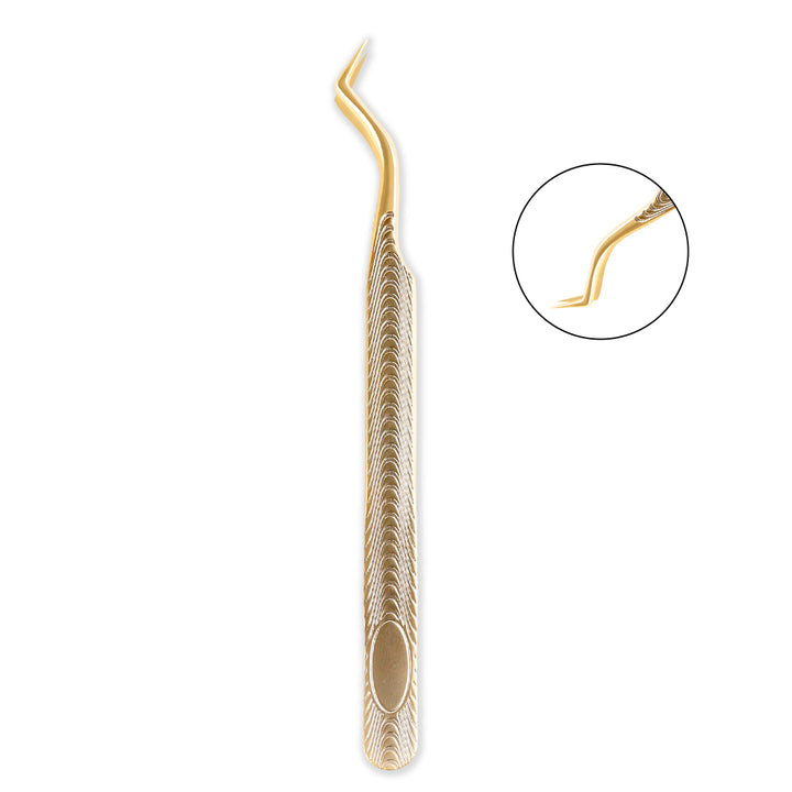 TF-03 Fish Scale Champagne Gold Tweezers for Eyelash Extension - Lymeebeauty