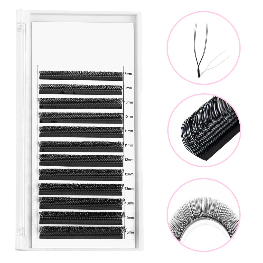 U-Shape YY Lash Volume Premade Fan Eyelash Extensions-lymeebeauty