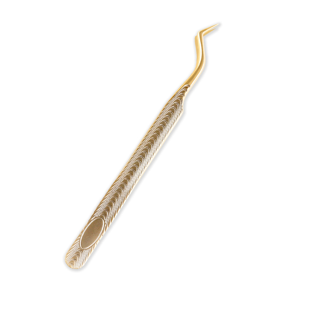 TF-03 Fish Scale Champagne Gold Tweezers for Eyelash Extension - Lymeebeauty