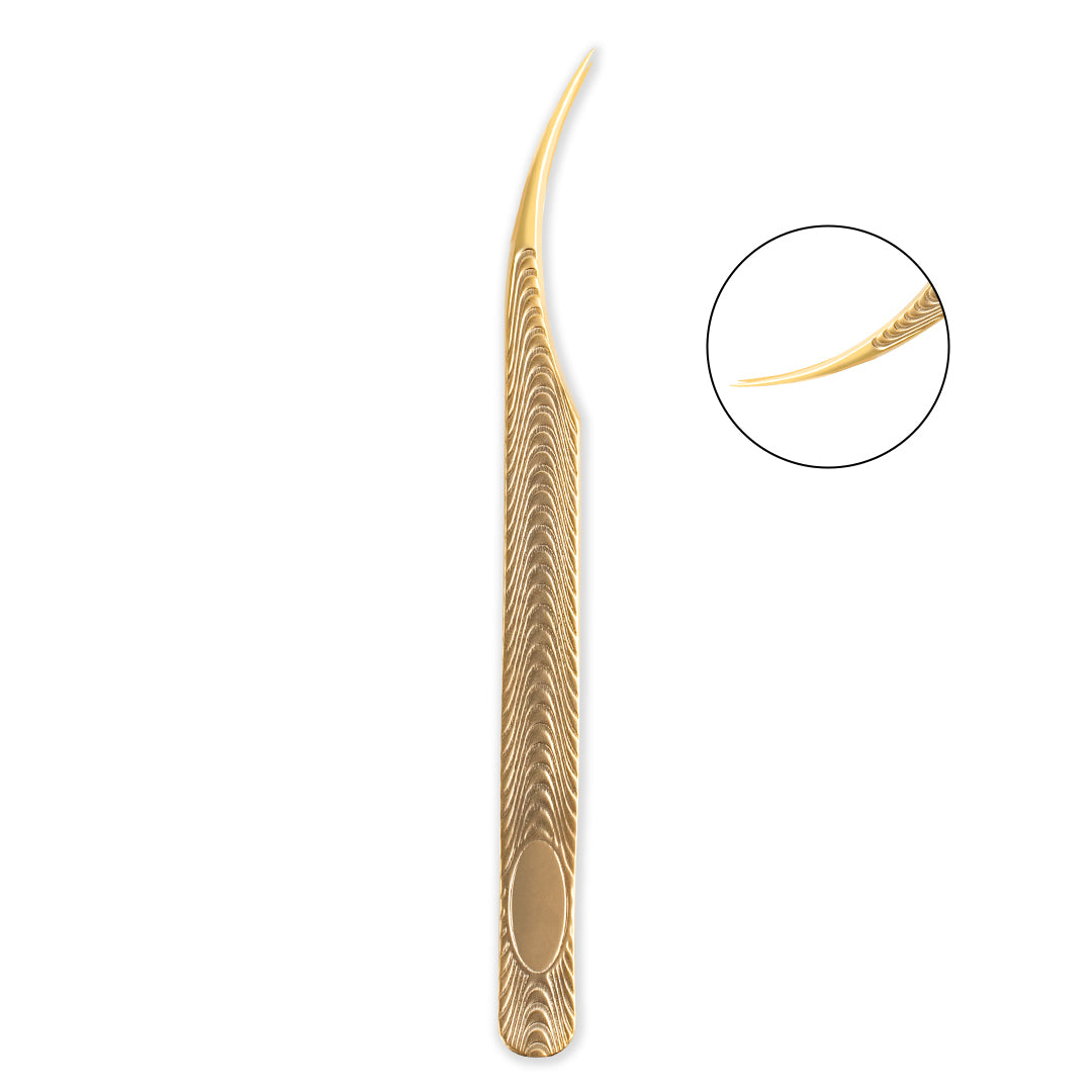 TF-05 Fish Scale Champagne Gold Tweezers for Eyelash Extension - Lymeebeauty