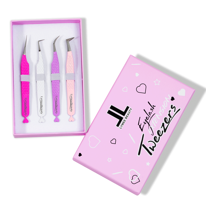 Heart-shaped Professional Eyelash Extensions Tweezers Kit - LymeeBeauty