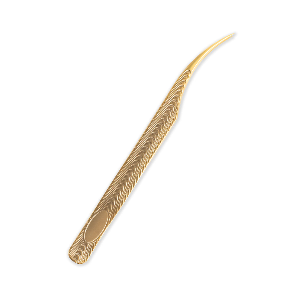 TF-05 Fish Scale Champagne Gold Tweezers for Eyelash Extension - Lymeebeauty