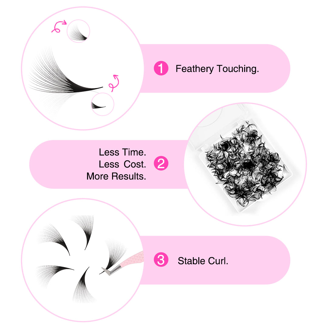 12D Handmade Premade Volume Loose Fans Pointy Base(500 Fans) - Lymeebeauty