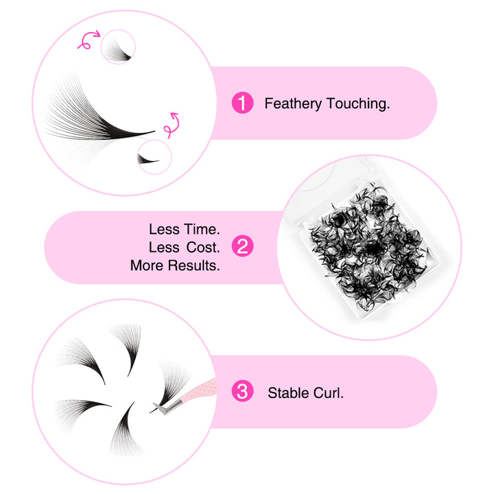 12D Handmade Premade Volume Loose Fans Pointy Base(500 Fans) - Lymeebeauty