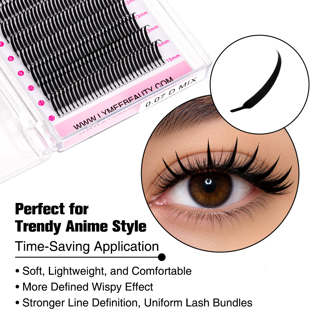 0.07MM Anime Chunk Lashes - Solid Spike - Lymeebeauty