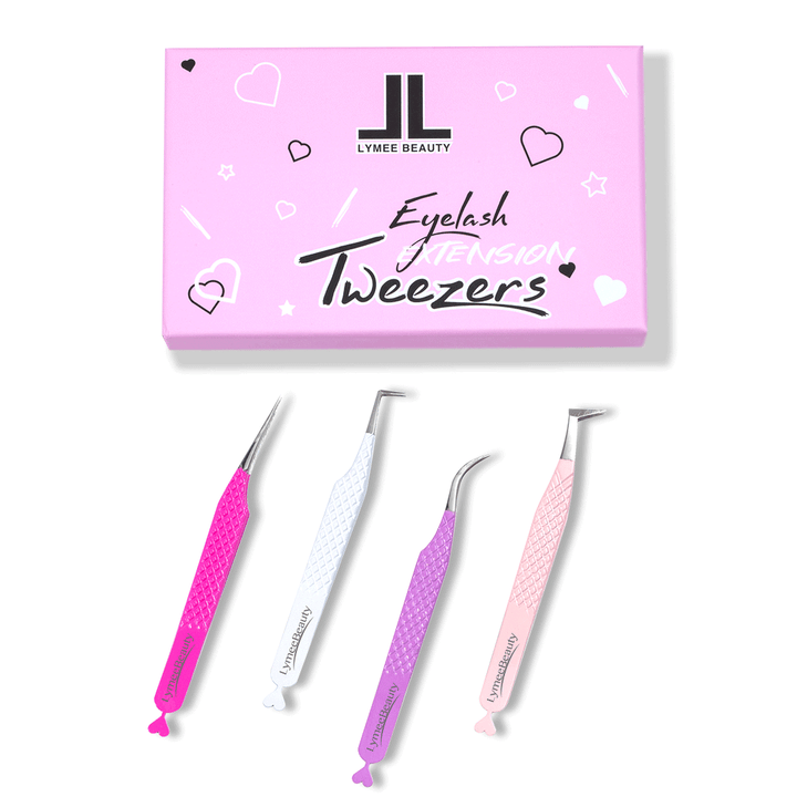 Heart-shaped Professional Eyelash Extensions Tweezers Kit - LymeeBeauty