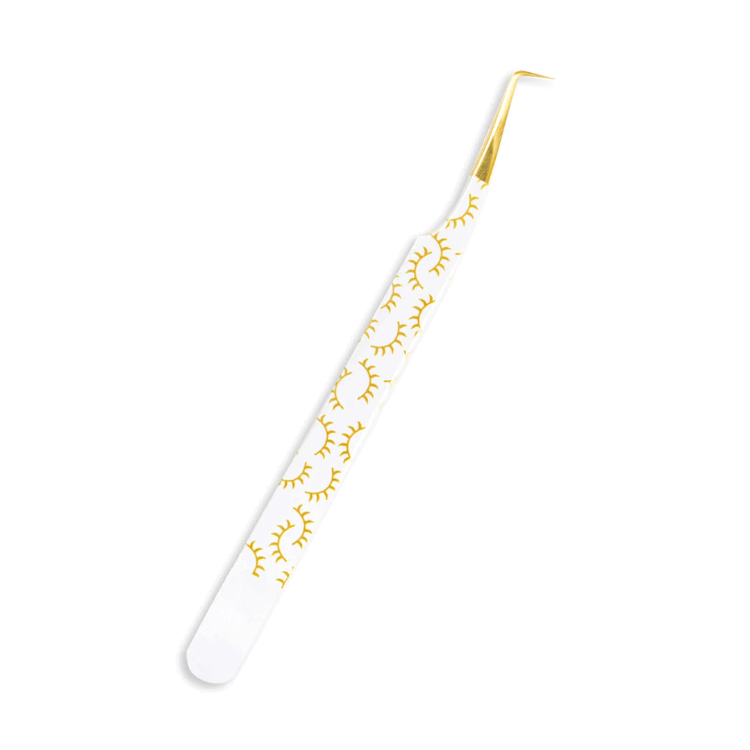 TY-04 Printed Yellow Lashes Tweezers For Eyelash Extension