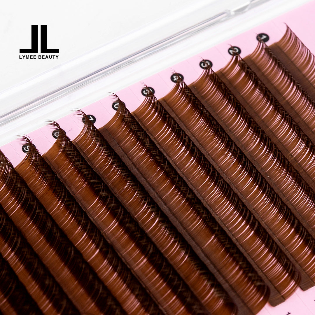 Dark Brown Premium Colored Volume Eyelash Extensions 16 Rows - Lymeebeauty