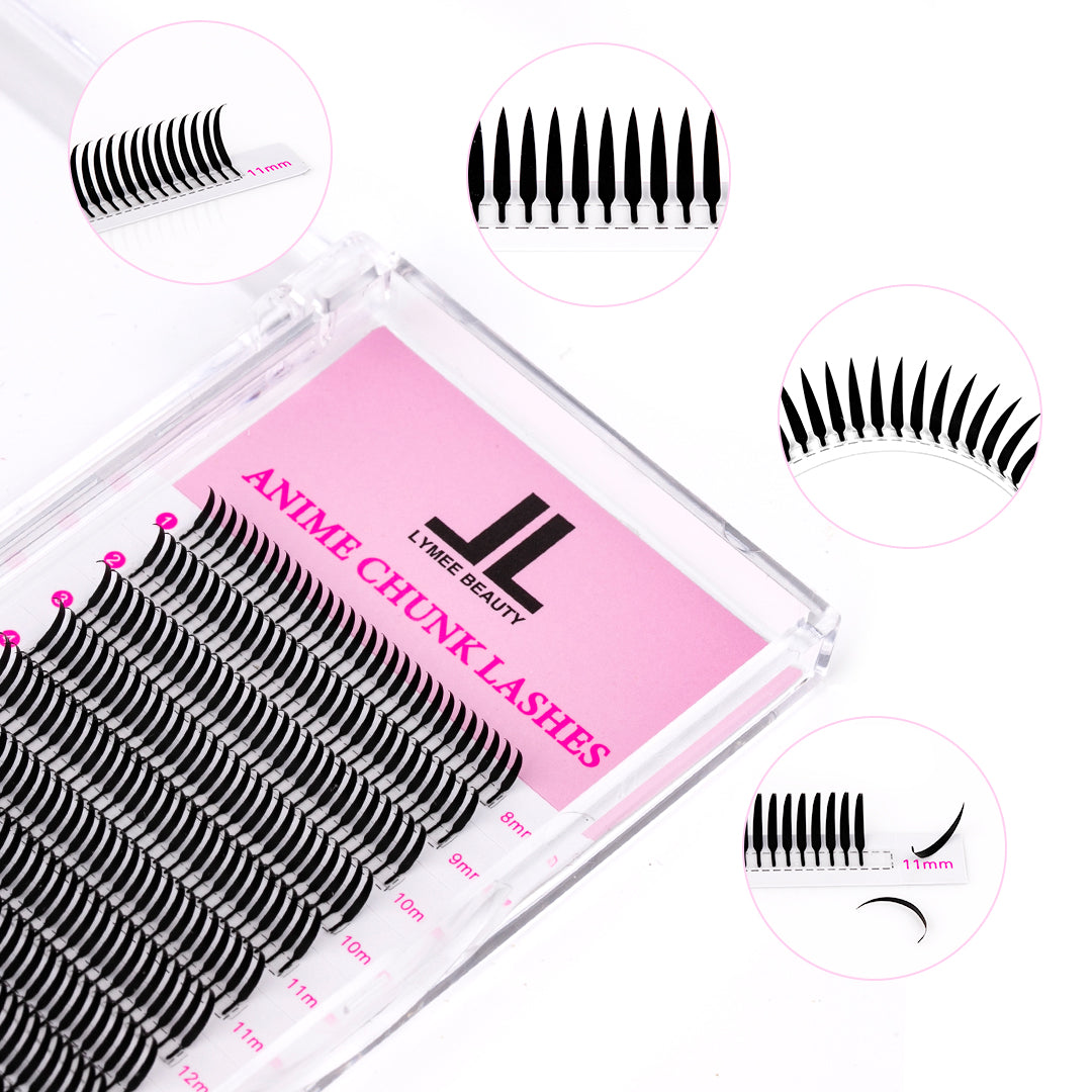 0.07MM Anime Chunk Lashes - Solid Spike - Lymeebeauty