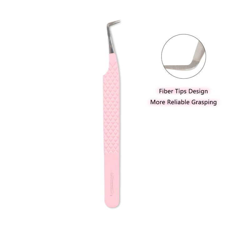 TL-02 Light Pink Fiber Tweezers For Eyelash Extension