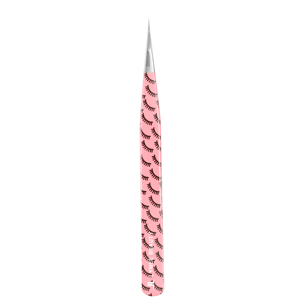 LP-19 Pink Marbling Tweezers For Eyelash Extension-LymeeBeauty