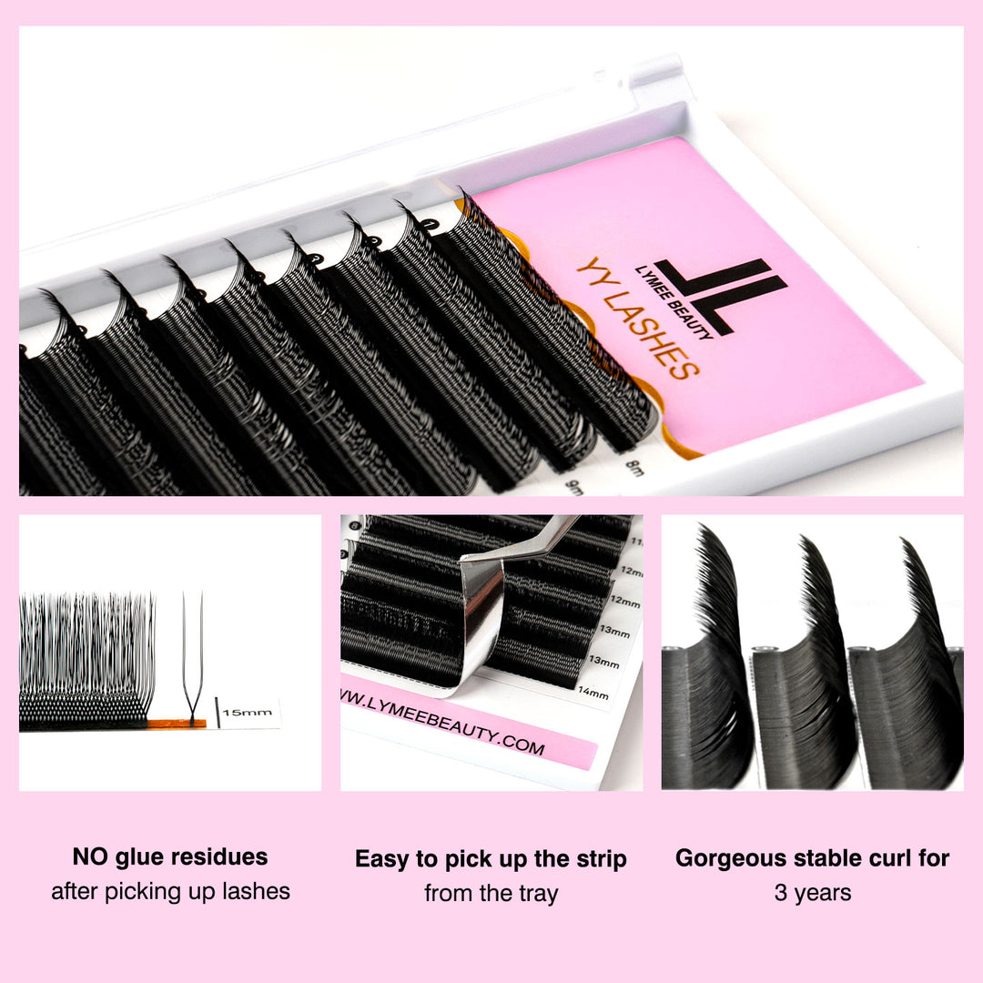 U-Shape YY Lash Volume Premade Fan Eyelash Extensions-lymeebeauty