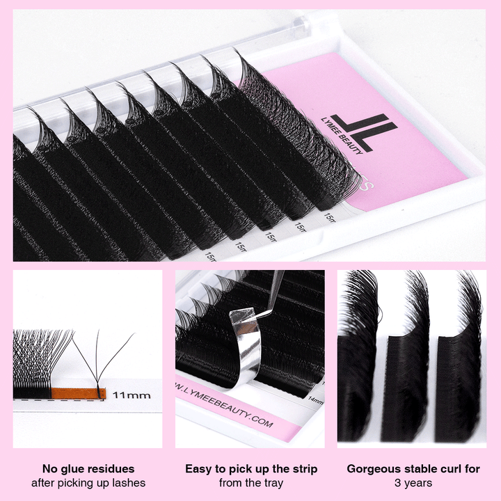 3D W-Shape Premade Volume Fan Lash Extensions - LymeeBeauty