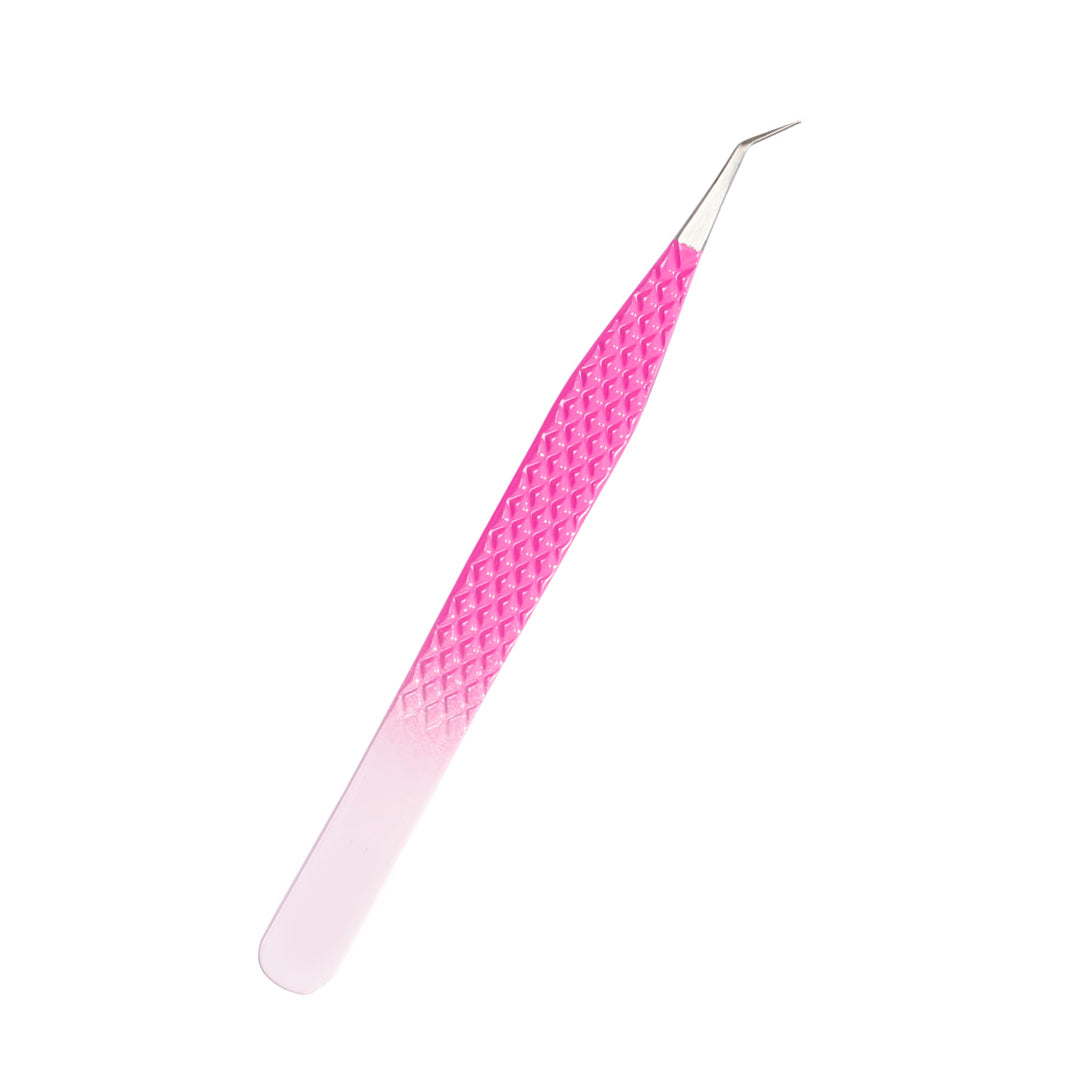 TO-04 Ombre Pink-White Tweezers For Eyelash Extension