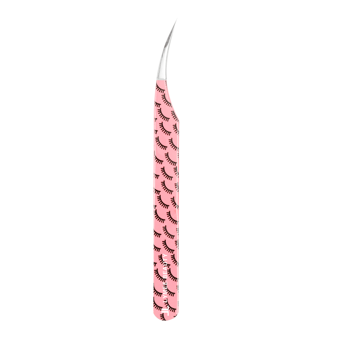 LP-17 Pink Marbling Tweezers For Eyelash Extension-LymeeBeauty