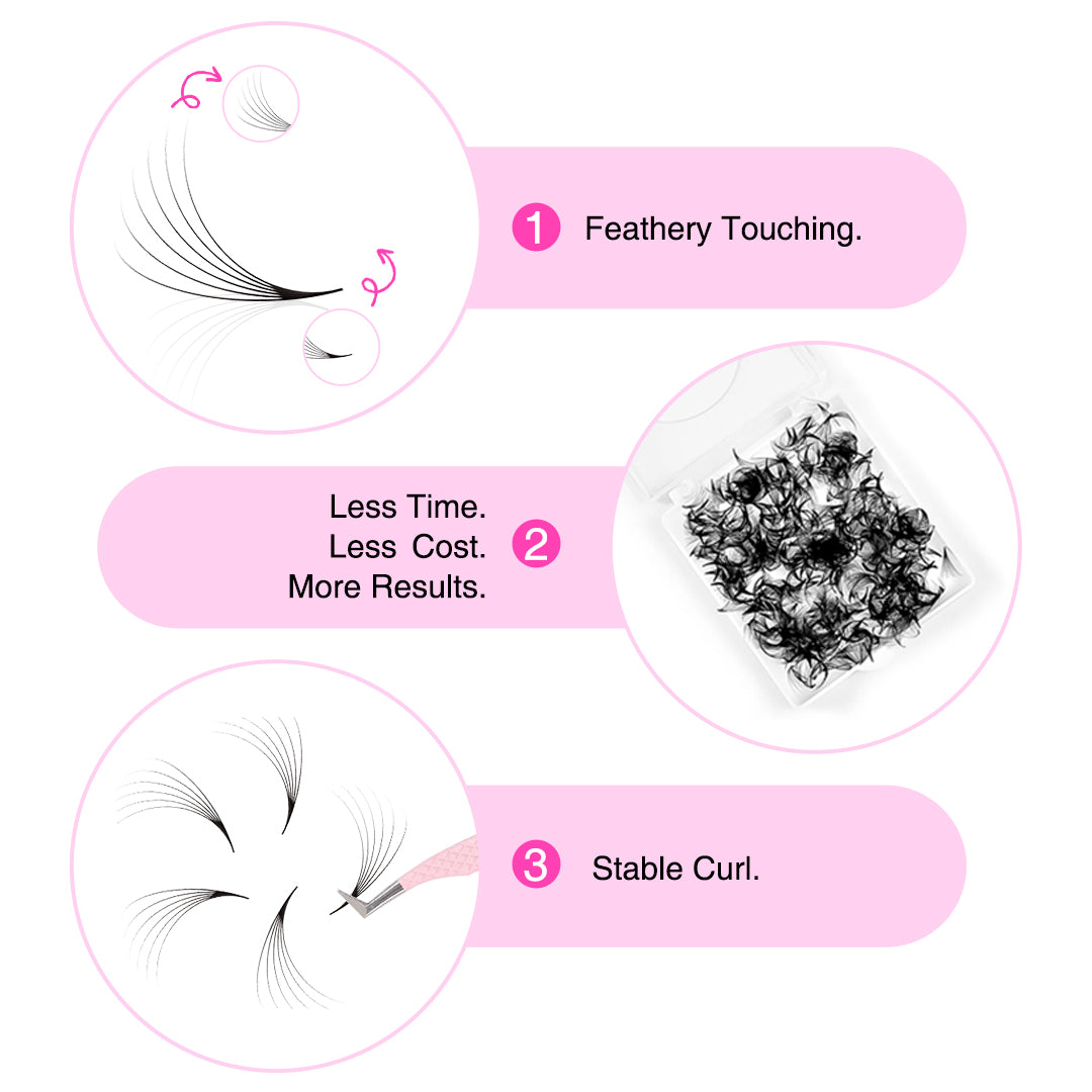 6D Handmade Premade Volume Loose Fans Pointy Base(500 Fans) - Lymeebeauty