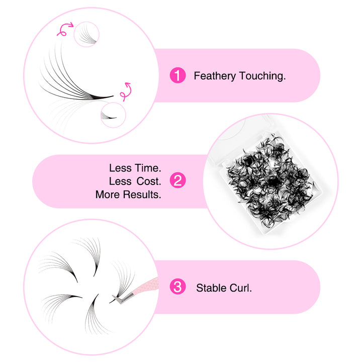6D Handmade Premade Volume Loose Fans Pointy Base(500 Fans) - Lymeebeauty