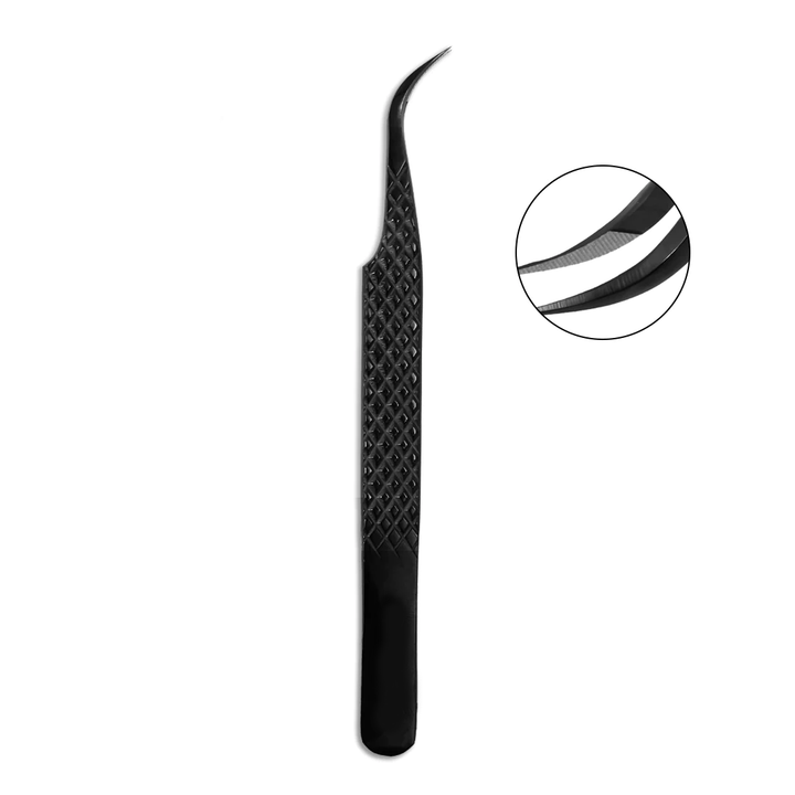 TB-04 Black Fiber Tweezers For Eyelash Extension