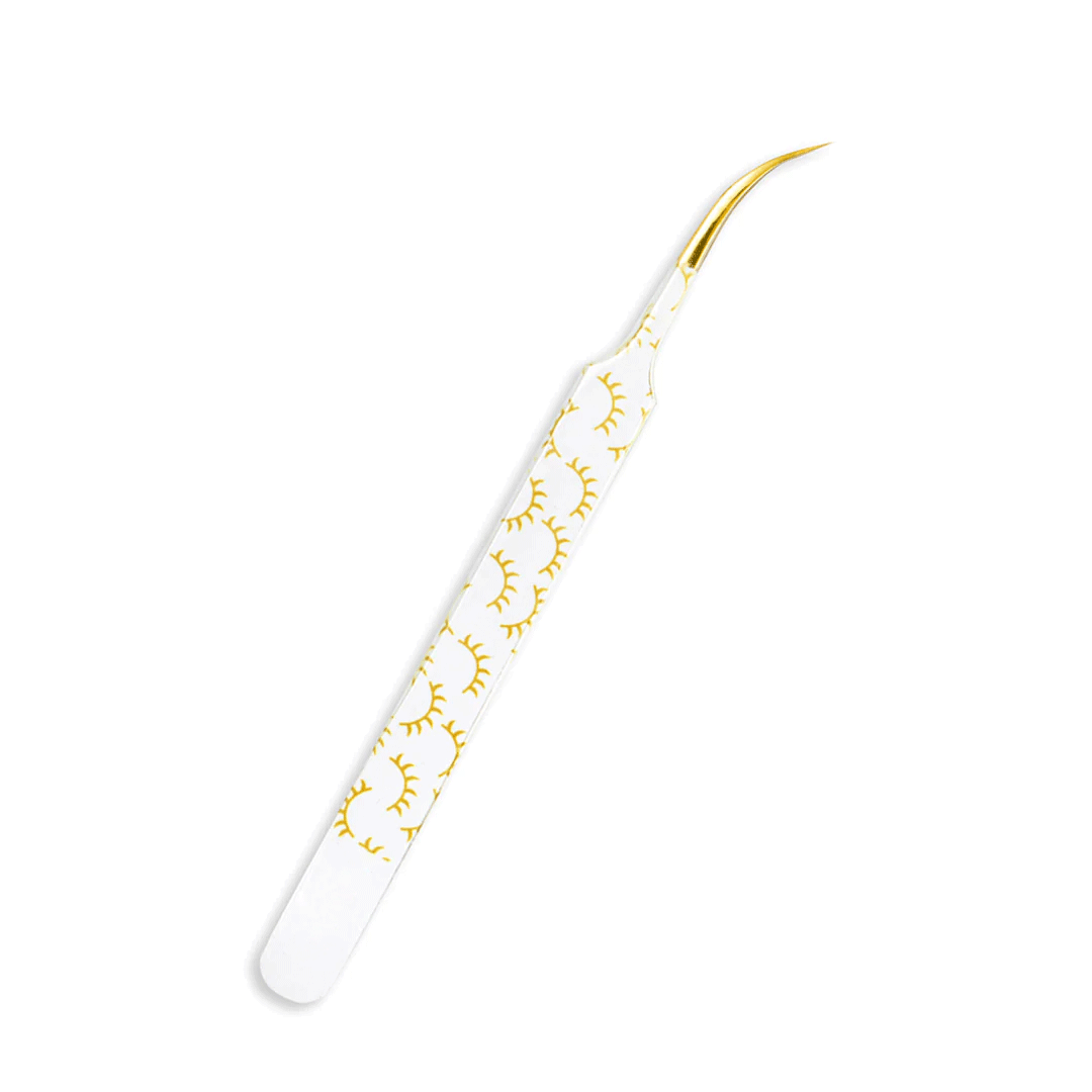 TY-03 Printed Yellow Lashes Tweezers For Eyelash Extension