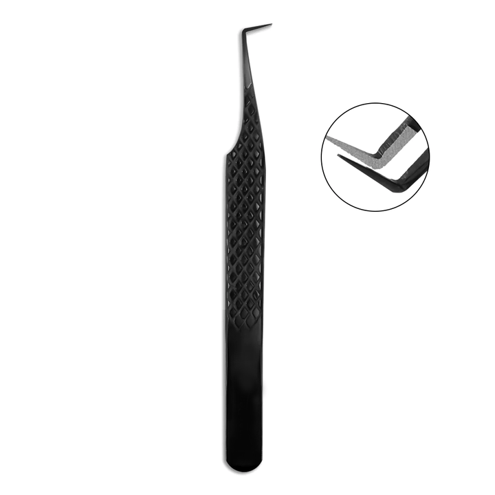 TB-01 Black Fiber Tweezers For Eyelash Extension