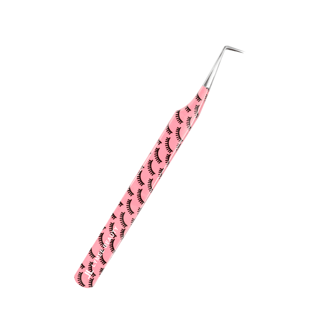 LP-21 Pink Marbling Tweezers For Eyelash Extension-LymeeBeauty