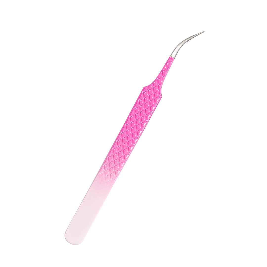 TO-02 Ombre Pink-White Tweezers For Eyelash Extension