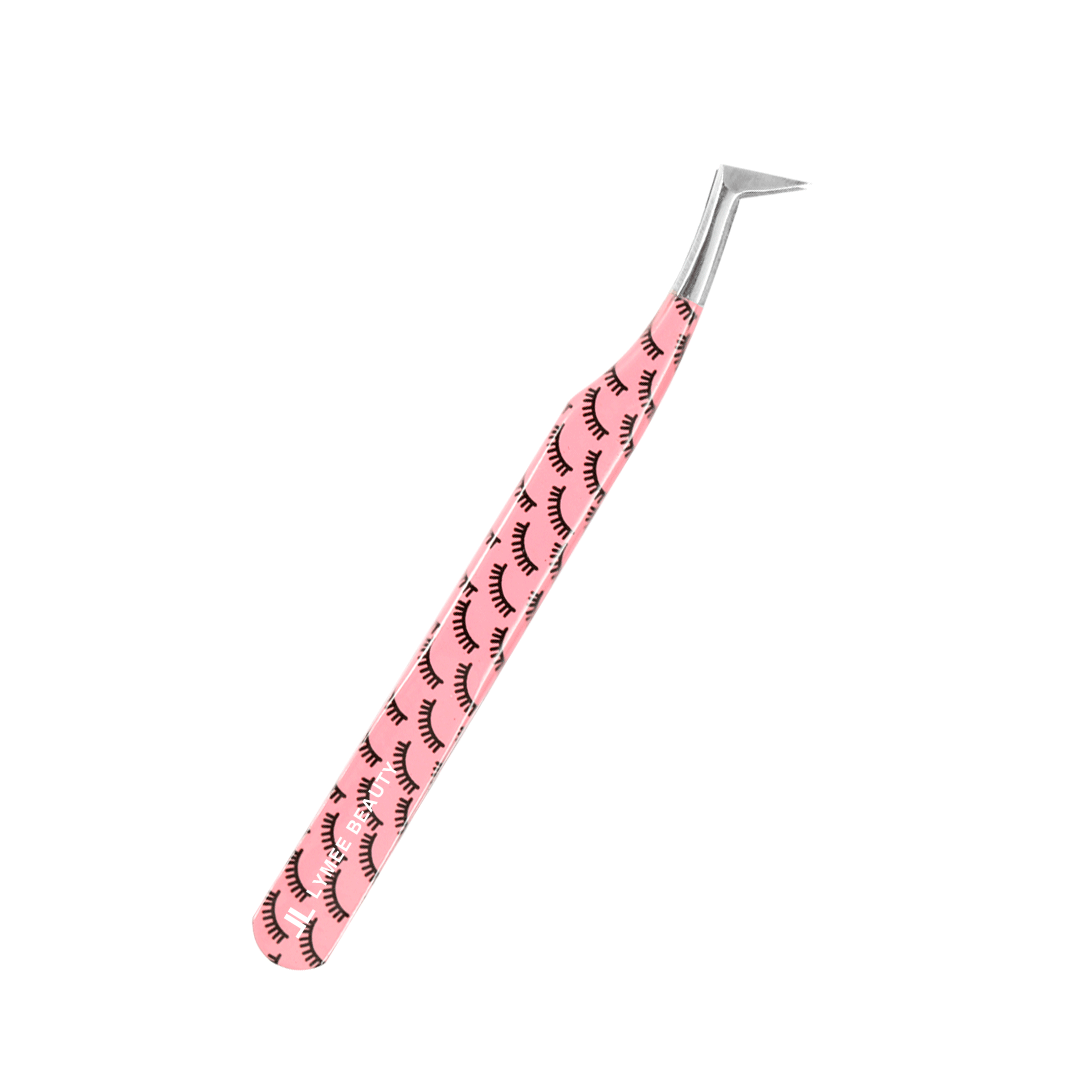 LP-20 Pink Marbling Tweezers For Eyelash Extension-LymeeBeauty