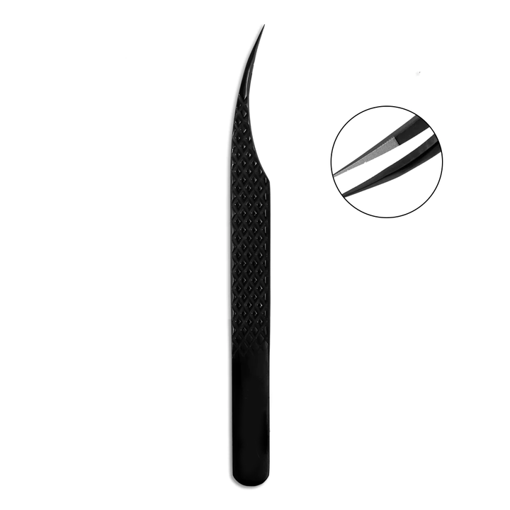 TB-02 Black Fiber Tweezers For Eyelash Extension