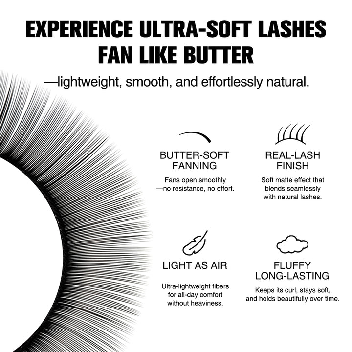 J/B/L/M Curl Cashmere Volume Eyelash Extensions 16Rows - Lymeebeauty