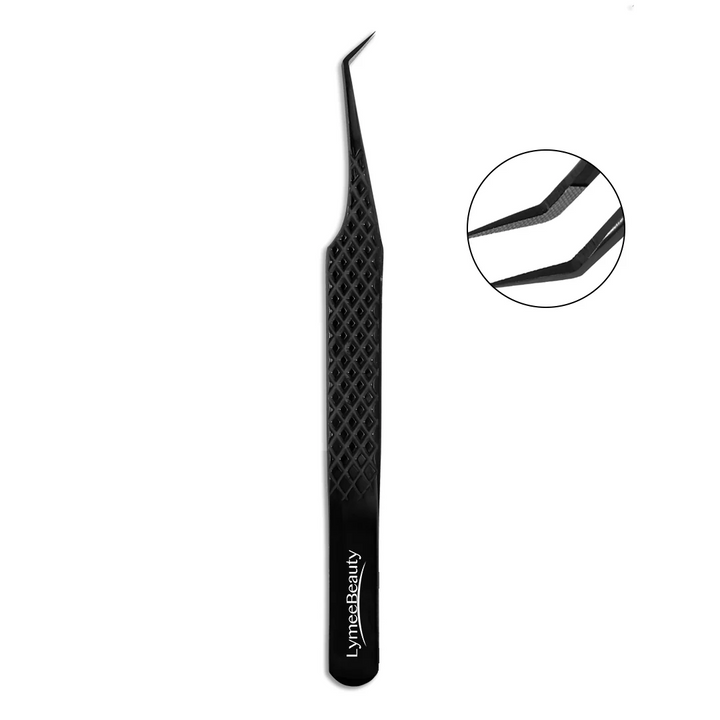 TB-03 Black Fiber Tweezers For Eyelash Extension