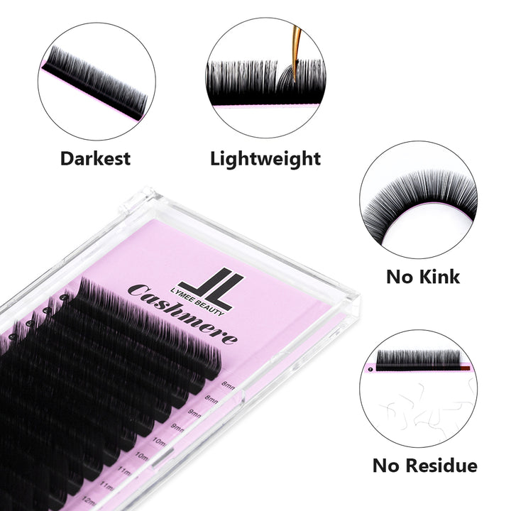 J Extensiones de pestañas de volumen de cachemira de curl