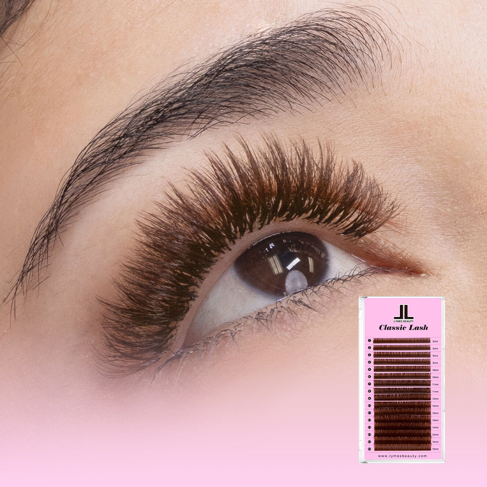 Dark Brown Premium Colored Volume Eyelash Extensions 16 Rows - Lymeebeauty
