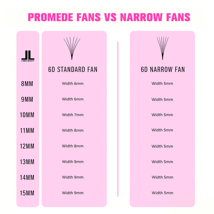 6D Promade Narrow Fans - 1000 Fans - Lymeebeauty