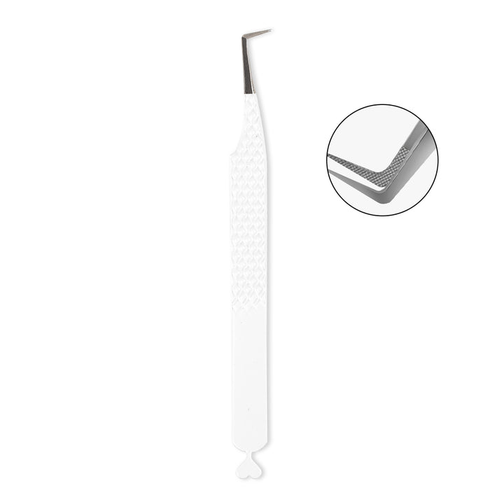 FD-11 Heart-shaped White Fiber Tweezers For Eyelash Extension